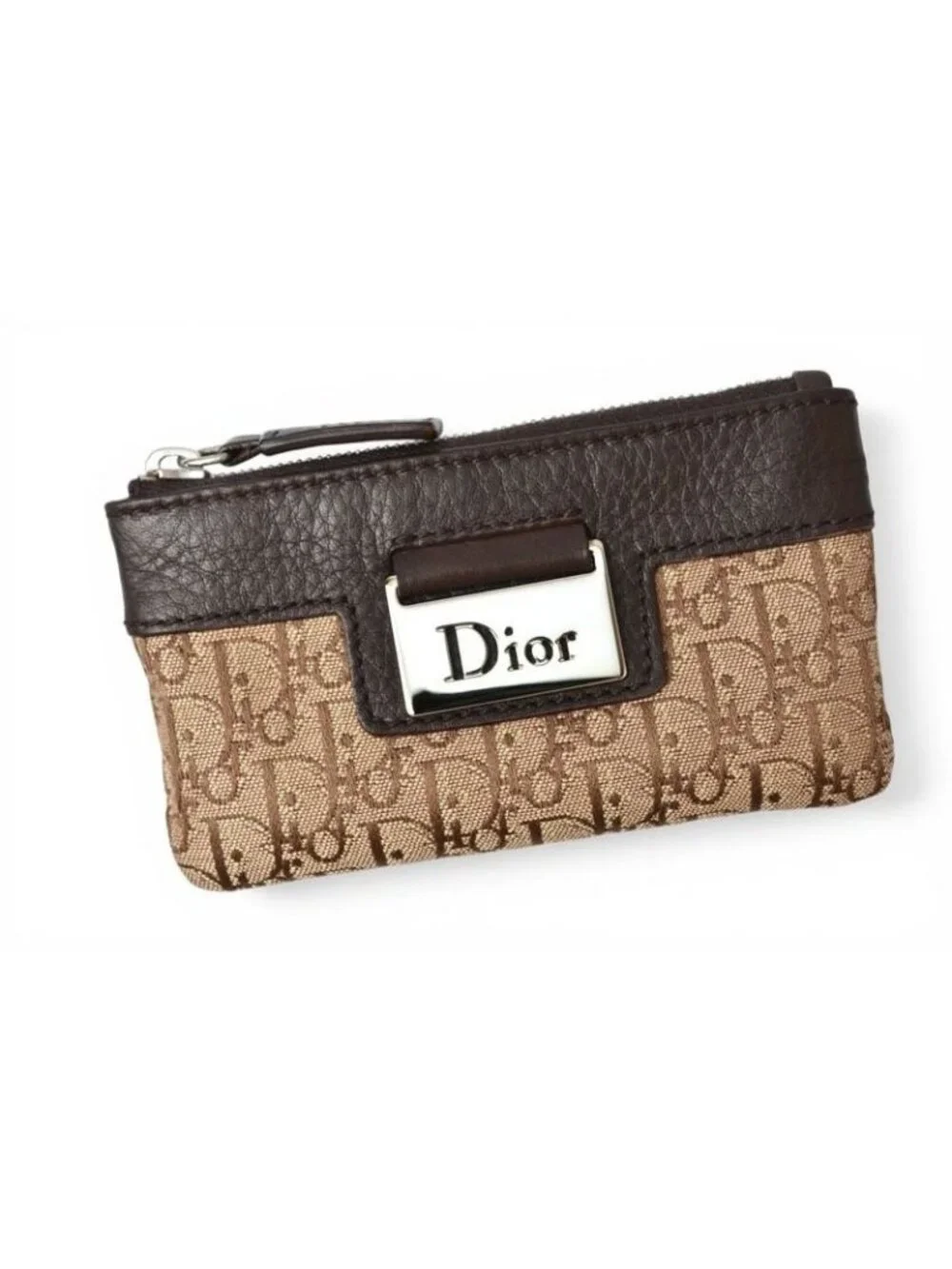 Dior Key Pouch Coin Case Street Chic Beige Brown